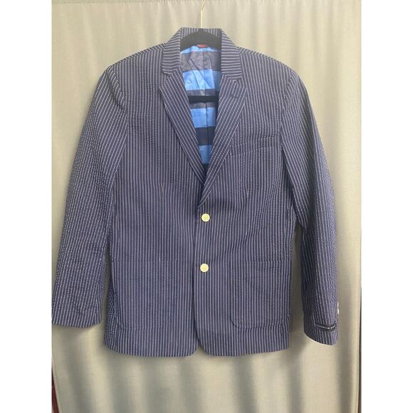 Tommy Hilfiger Blazer Boy's 18 Blue Striped Single-Breasted Notch Collared C6